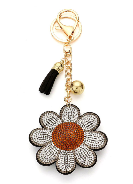 Bling Daisy Flower Tassel Bag Charm