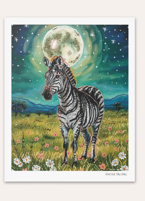 Floral Zebra Hand Signed Fine Art Print