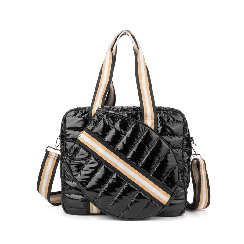 The Brooke | Tennis Puffer Duffel Sport Bag | 6 Colors Black Tennis Bag Babs+Birdie