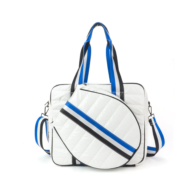 The Brooke | Tennis Puffer Duffel Sport Bag | 6 Colors White Tennis Bag Babs+Birdie