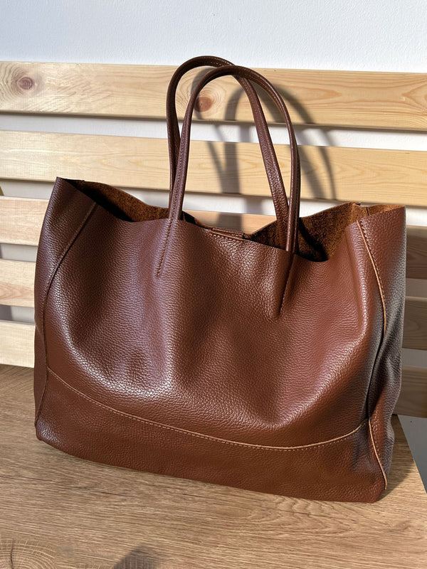 The Original Leather Tote | VERA PELLE Chocolate Brown Bags LeatherBags B2B
