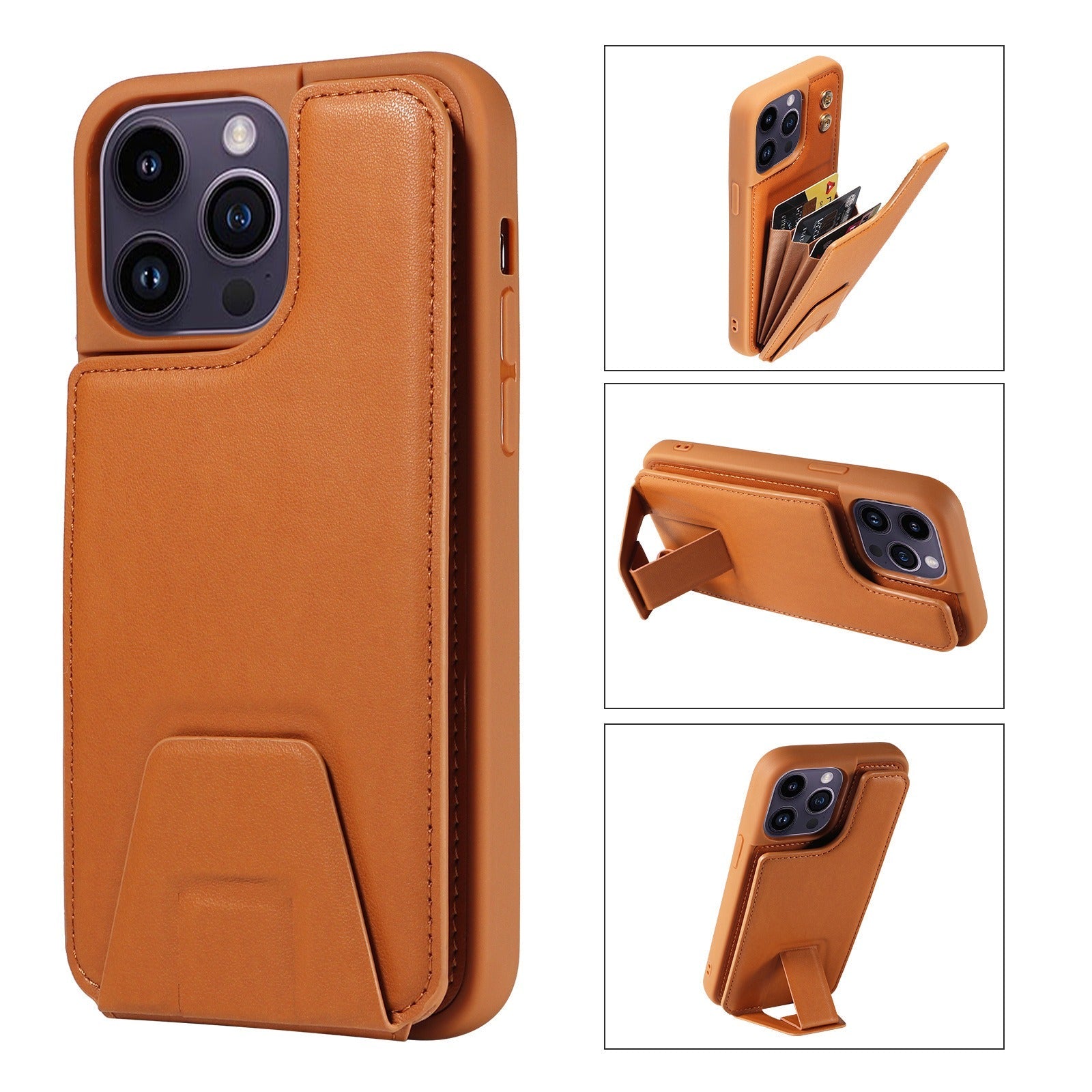 Slim PU Leather Accordion Wallet iPhone Case with Vertical Kickstand brown iPhone Case V.I.P Digital Presence