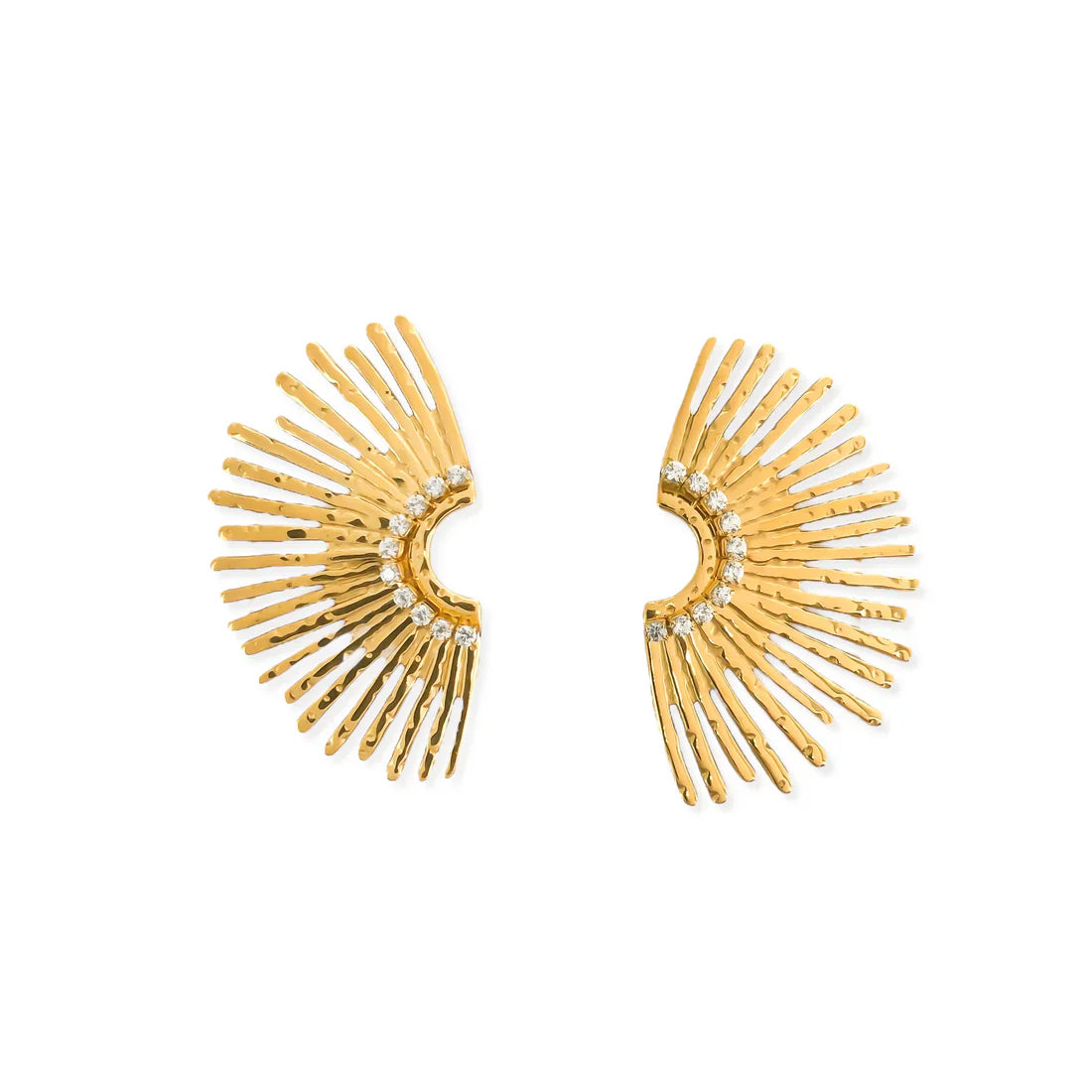 18k Gold plated Steel Inlaid Statement Zircon Stud Earrings Trendsi