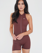 I am Limitless Front Zip Zip Bodysuit in Chocolate L Bodysuit KIMITH BRAND