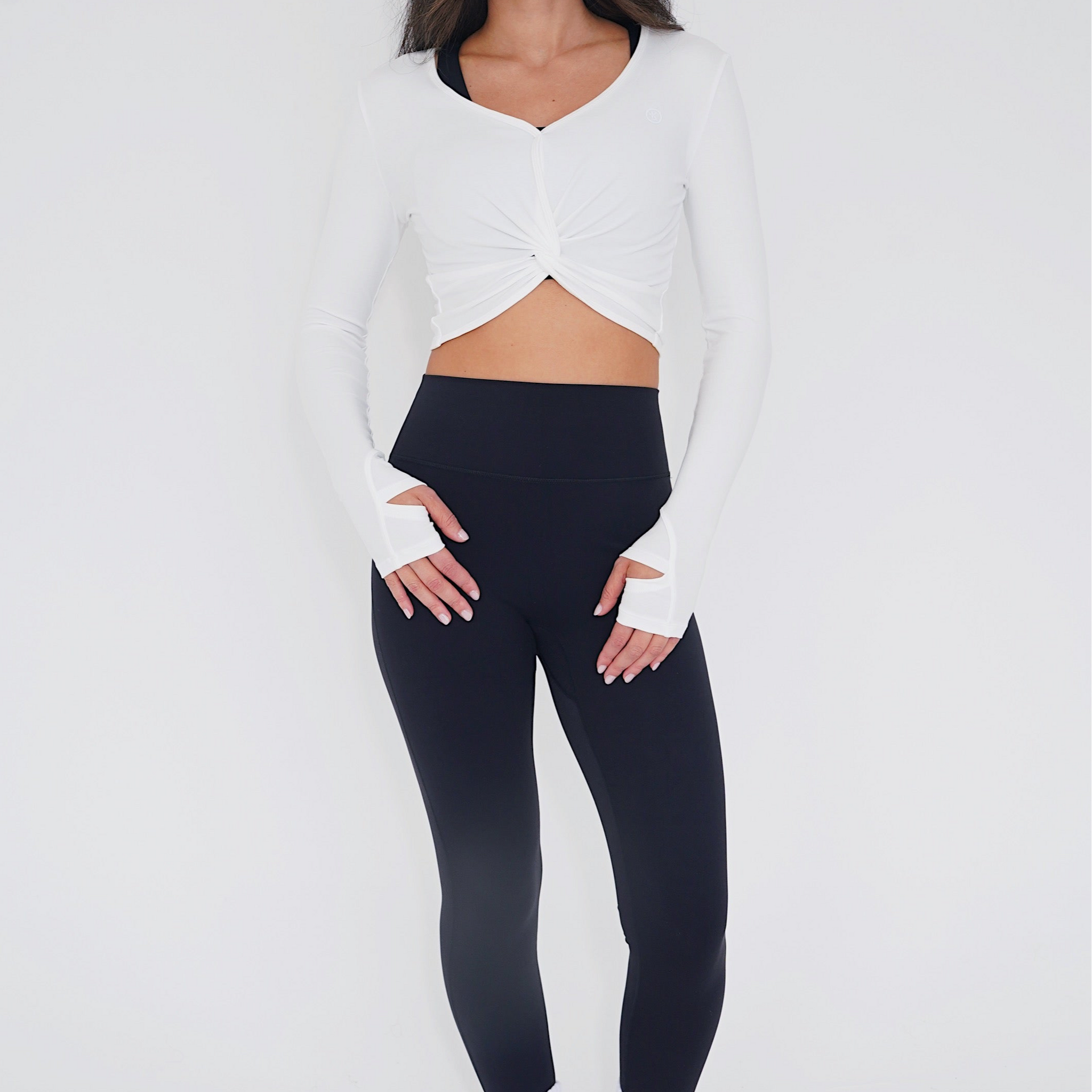I Release Doubt Buttery Soft White Long Sleeve Crop Top Tops KIMITH BRAND