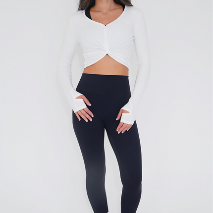 I Release Doubt Buttery Soft White Long Sleeve Crop Top