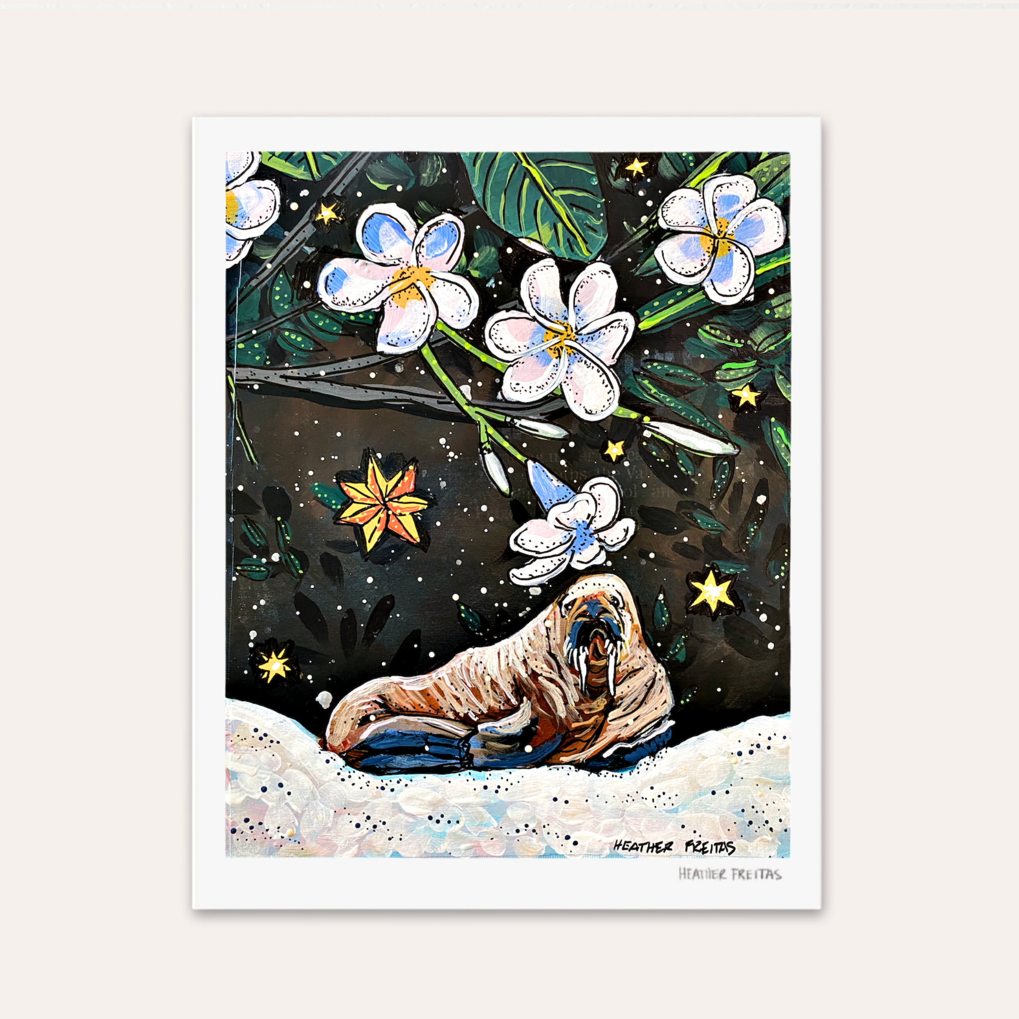 Walrus Plumeria Hand Signed Fine Art Print