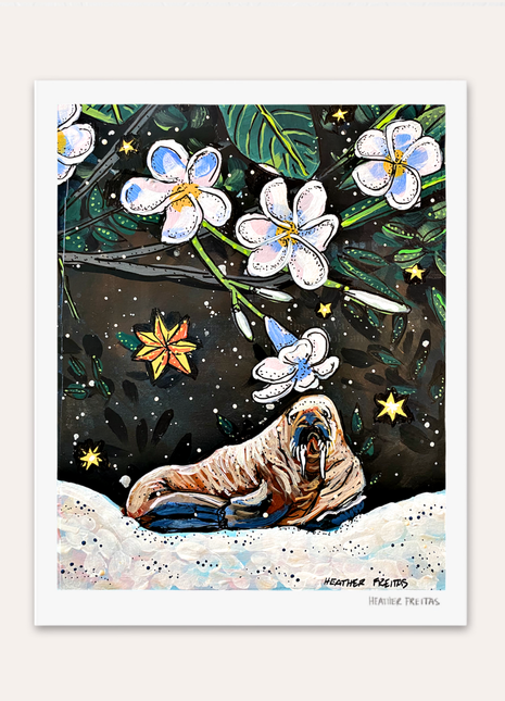 Walrus Plumeria Hand Signed Fine Art Print