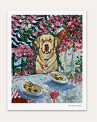 Yellow Lab Dining Hand Signed Fine Art Print