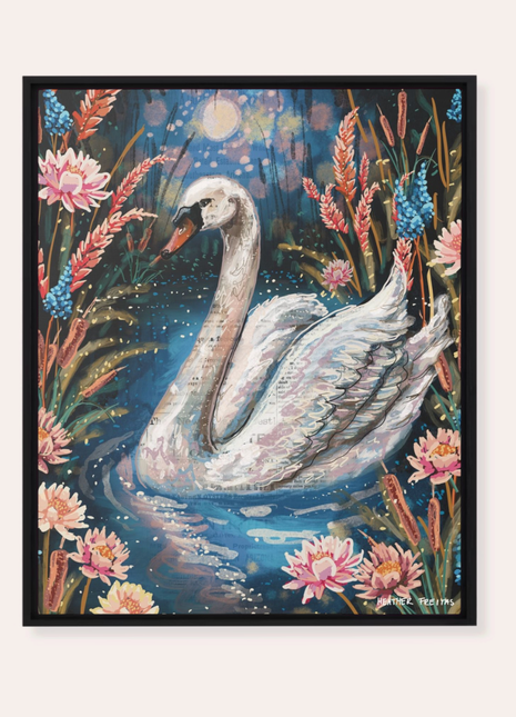 Serenity Swan Framed Fine Art Canvas Print