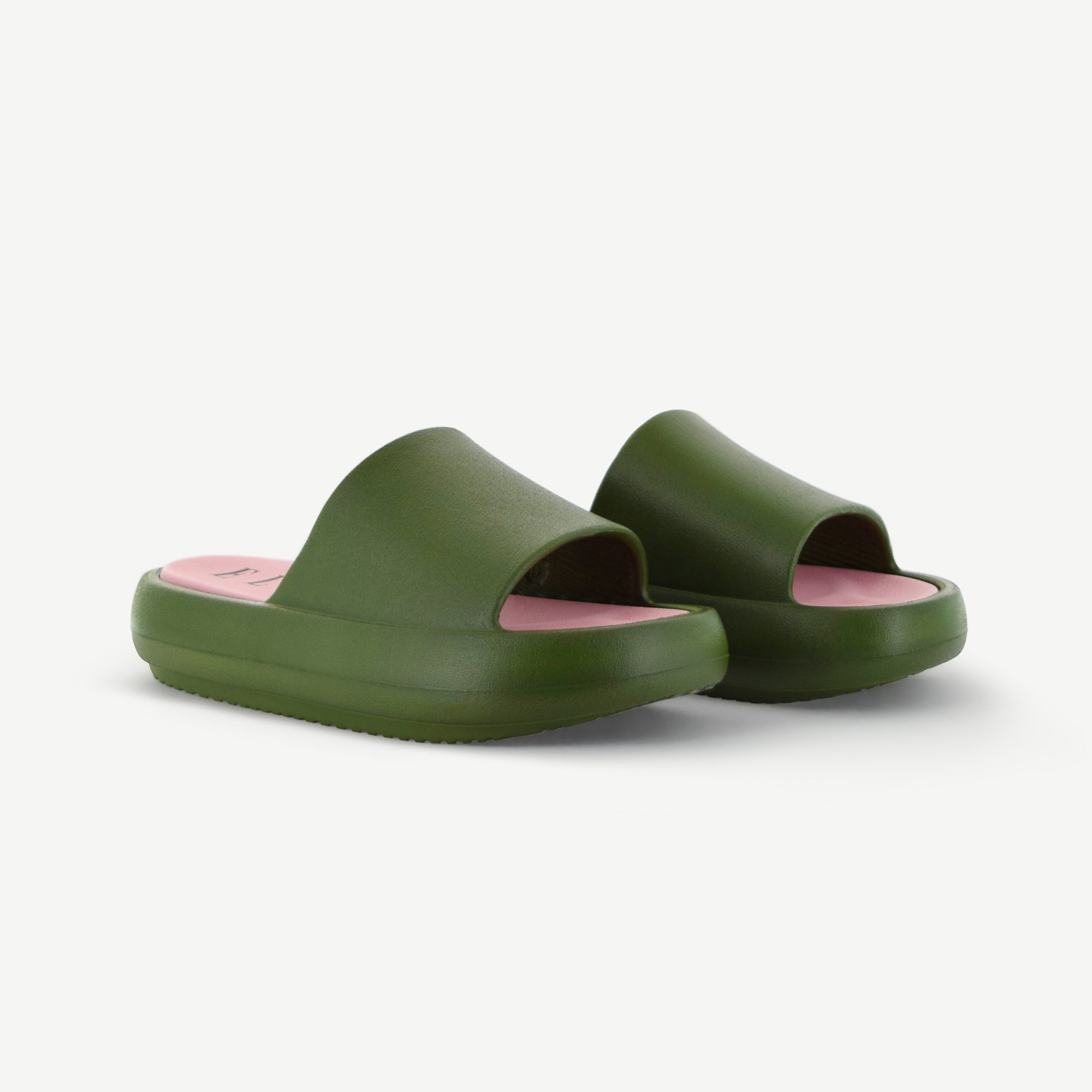 ST. TROPEZ: PLATFORM SLIDE - OLIVE Slippers Elle Footwear