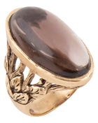 Enchanted Faceted Black Smoky Quartz Golden Ring