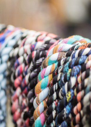 Rerope Looper Barrel with Tennis Ball Upcycled Textile Rope Dog Toys