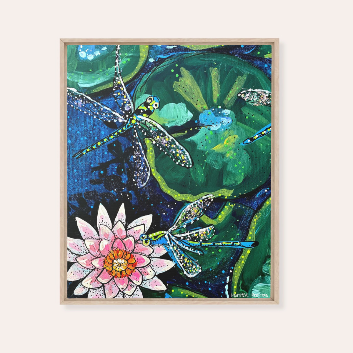 Dragonfly Lily Framed Fine Art Canvas Print
