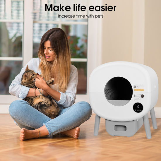 Automatic Smart Cat Litter Box, Large Capacity Self-Cleaning Litter Box with Infrared/Gravity/Ambient Light Function(Model B)