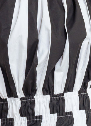 LUXE LINEAR STRIPED WOVEN MIDI DRESS