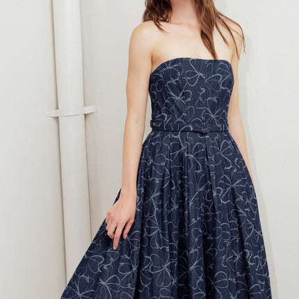 MOONDUST GARDEN DENIM MIDI DRESS
