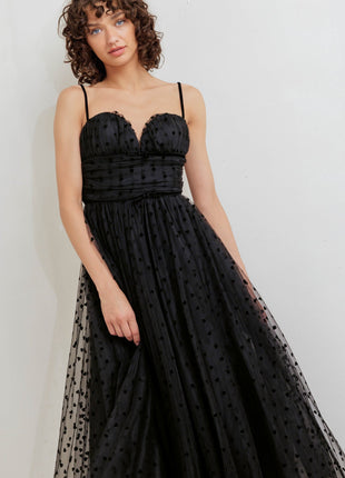 HEART DOT BALLET TULLE MIDI DRESS