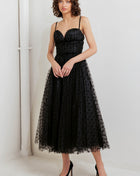HEART DOT BALLET TULLE MIDI DRESS