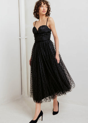 HEART DOT BALLET TULLE MIDI DRESS