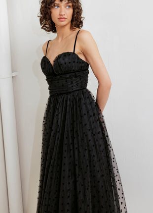 HEART DOT BALLET TULLE MIDI DRESS