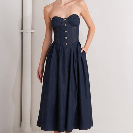 URBAN CORSET DENIM MIDI DRESS