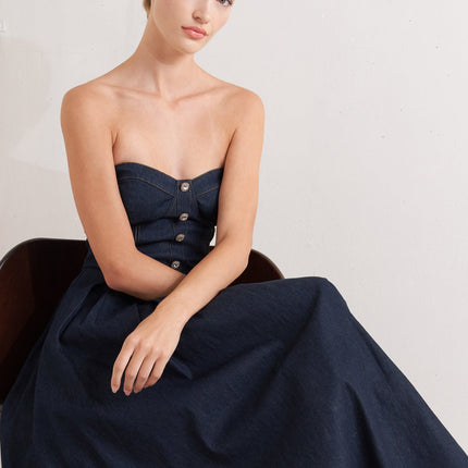URBAN CORSET DENIM MIDI DRESS