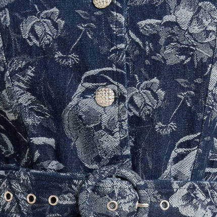 DARK BLOOM JACQUARD DENIM MIDI DRESS