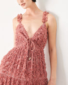 TWILIGHT ROSETTE WOVEN MAXI DRESS