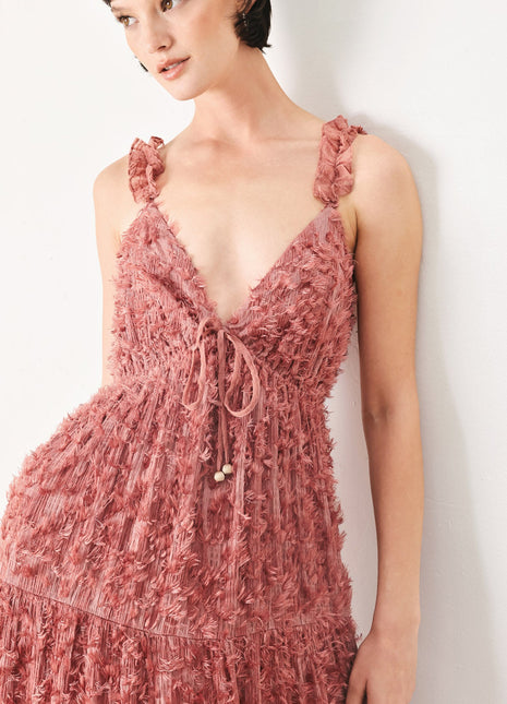 TWILIGHT ROSETTE WOVEN MAXI DRESS