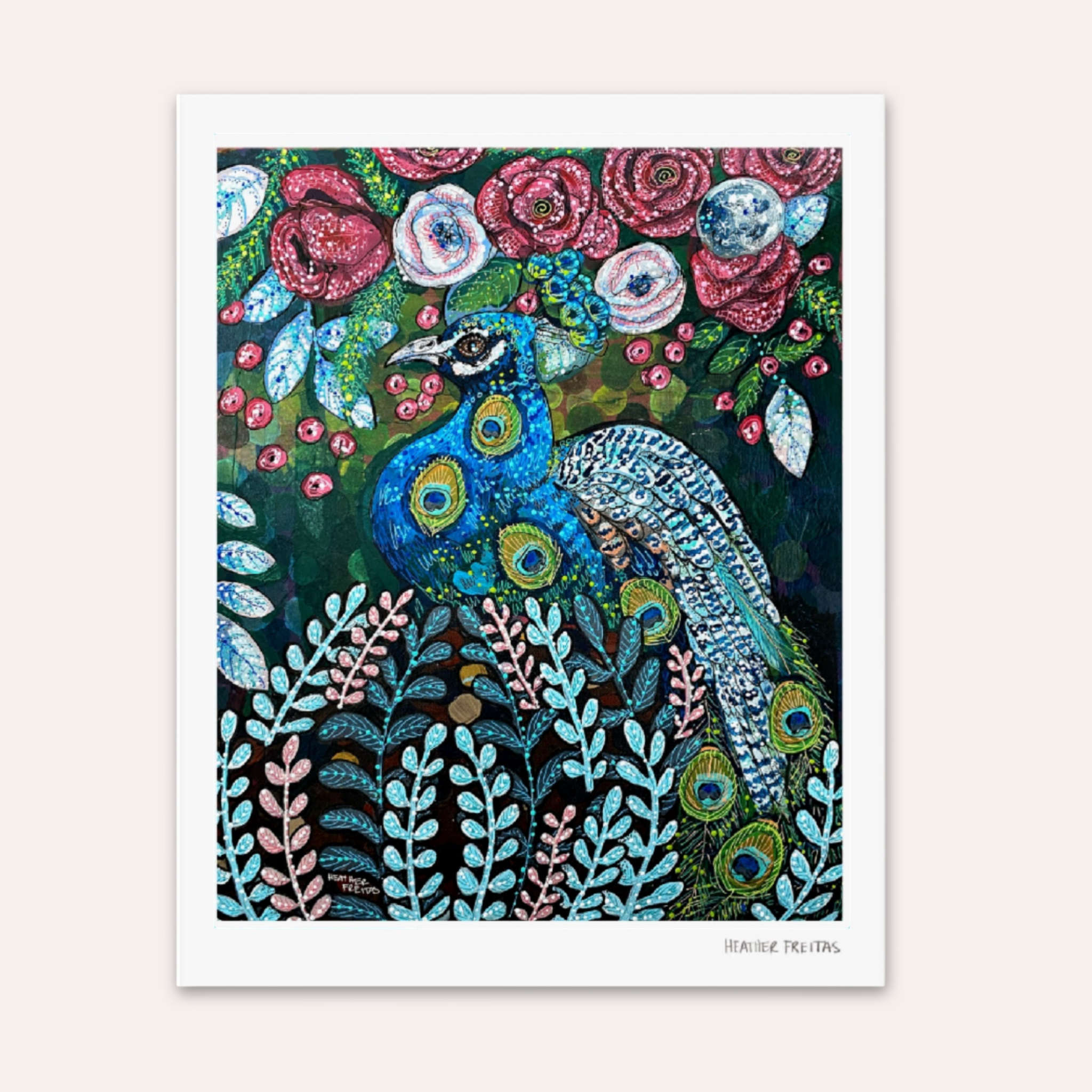 Blue Boy Peacock Hand Signed Fine Art Print
