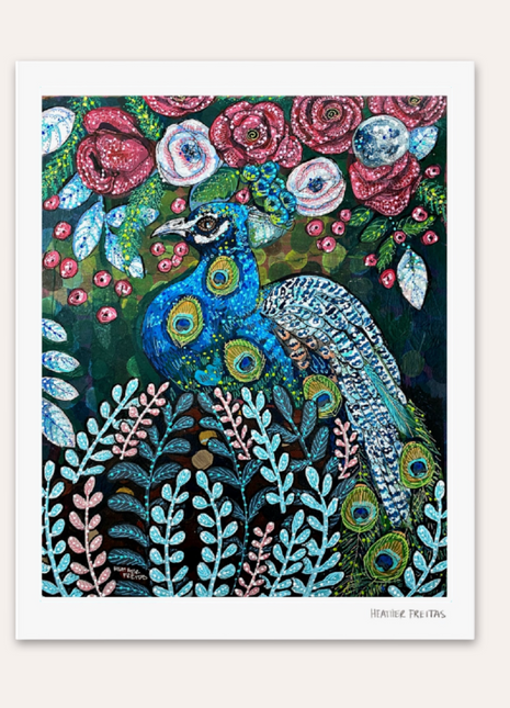 Blue Boy Peacock Hand Signed Fine Art Print