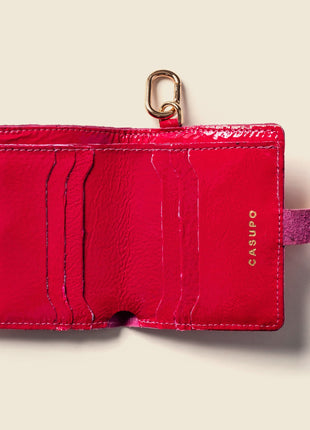Wallet with Snap and Key Ring - Hot Pink