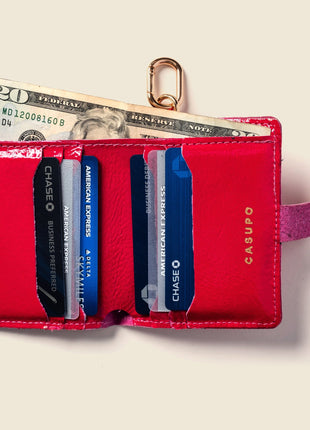 Wallet with Snap and Key Ring - Hot Pink
