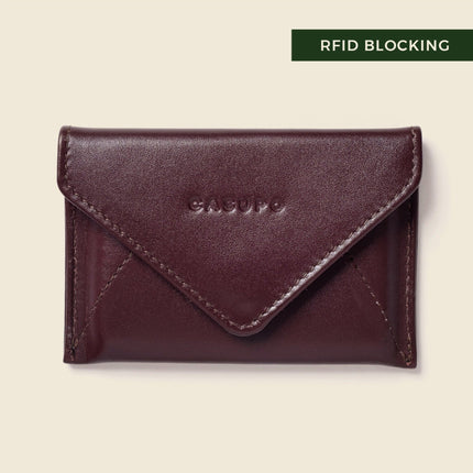 Burgundy Mini Envelope Wallet With RFID protection