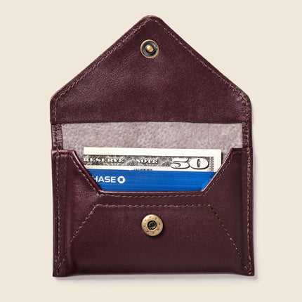 Burgundy Mini Envelope Wallet With RFID protection