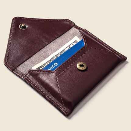 Burgundy Mini Envelope Wallet With RFID protection
