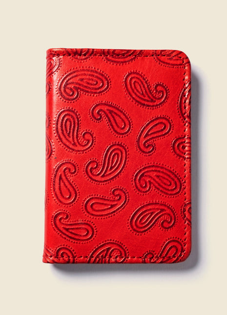 Handcrafted Red Paisley Bifold Wallet, Repurposed Leather Wallets & Purses CASUPO