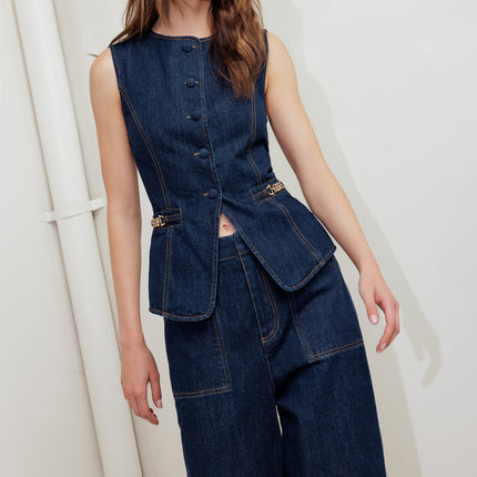 Indigo Icon Denim Vest Top