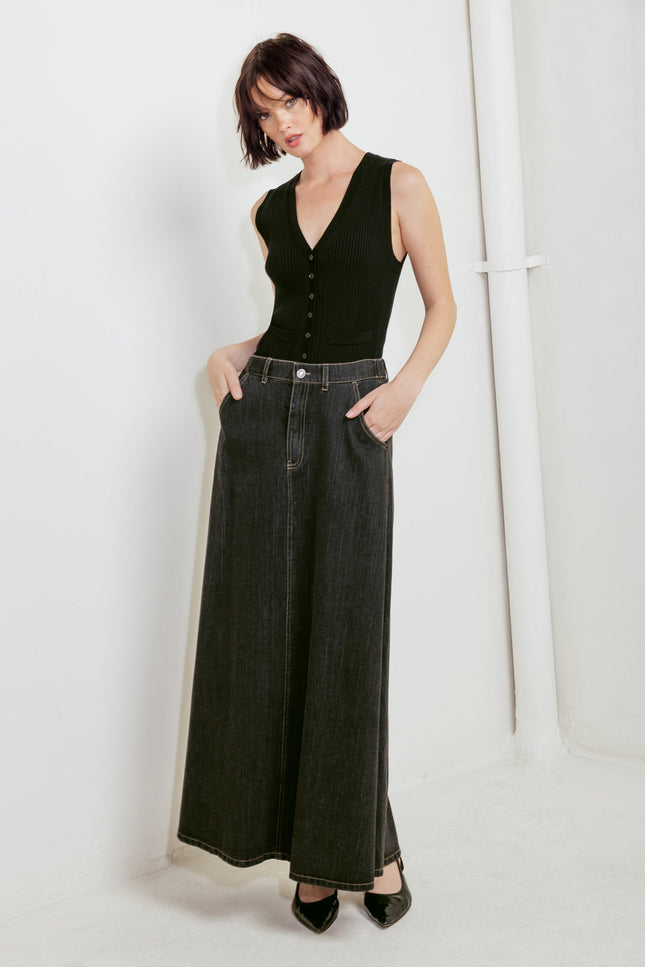 Trading Secrets Midi Denim Skirt