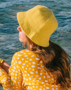 FLORETTE Crochet Bucket Hat In Yellow