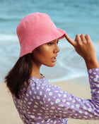 FLORETTE Crochet Bucket Hat In Pink