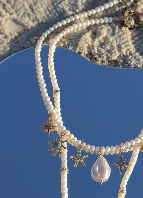 Eternal Afterglow Pearl Seashell Necklace Set