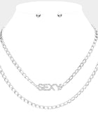 2PCS - SEXY Rhinestone Embellished Pendant Message Necklaces