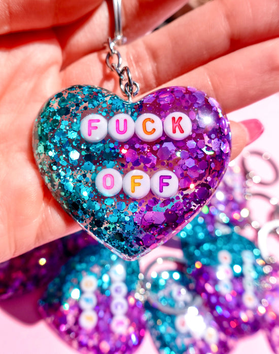 F**k Off Glitter Keychain, Handmade