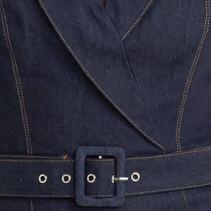 LE BONHEUR V CUT VOW DENIM JUMPSUIT