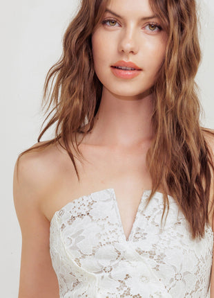 CHANTILLY FLAIR WOVEN LACE TUBE TOP