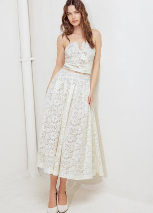 CHANTILLY FLAIR WOVEN LACE TUBE TOP