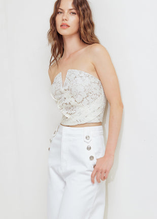CHANTILLY FLAIR WOVEN LACE TUBE TOP