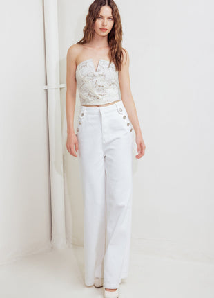 CHANTILLY FLAIR WOVEN LACE TUBE TOP